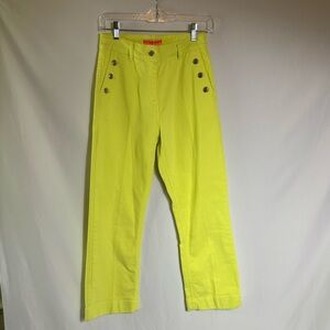 Vilagallo bright yellow trousers with embroidery on the back waistline, Size: 2
